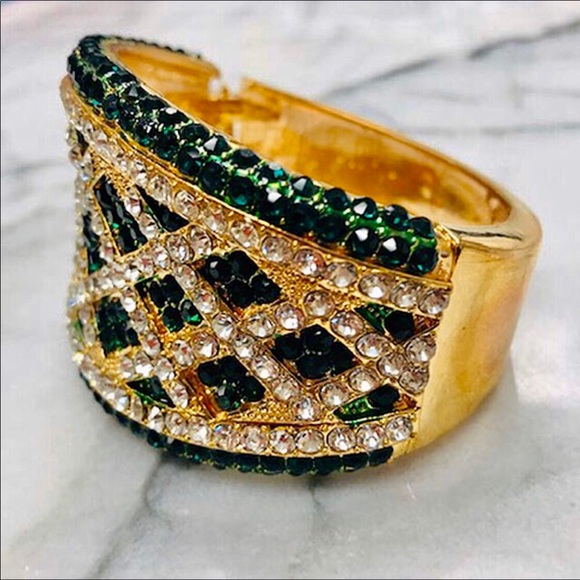 Emerald Green Crystal Lattice Cuff Bracelet,NWT - Picture 2 of 5